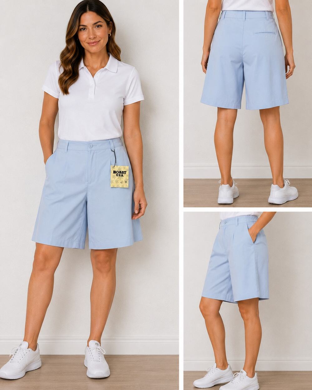 Vintage Boast USA Light Blue Golf Shorts Size 10 NWOT Made in Hong Kong